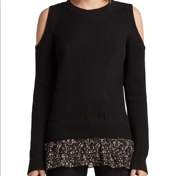 All Saints Ruffle Hem Cold Shoulder Sweater - Picture 11 of 13